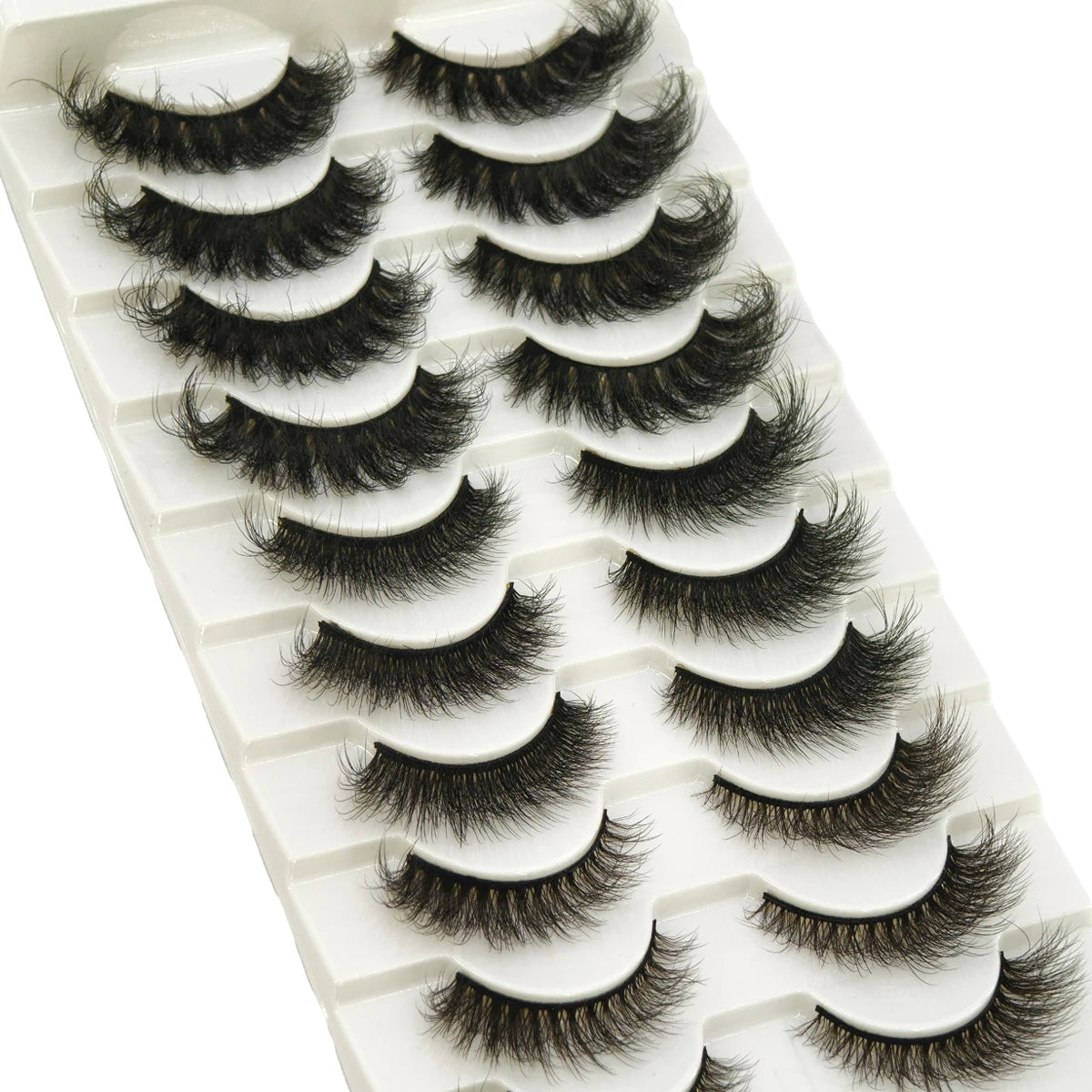 10 Pairs Fluffy Mink False Eyelashes - Natural Dramatic Look, Wispy & Long