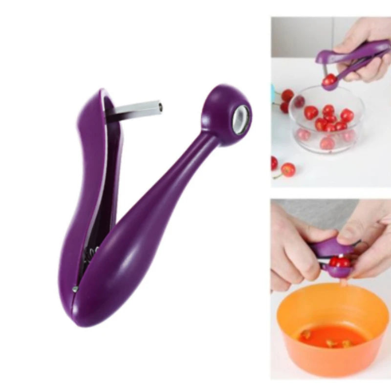 Cherry and Olive Pit Remover Tool for Kitchen, Purple, 13x9cm