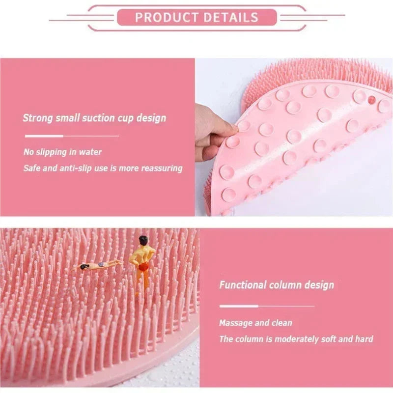 Foot Brush Body Cleanser Silicone Sponge Bath Massage Mat with Suction Cup