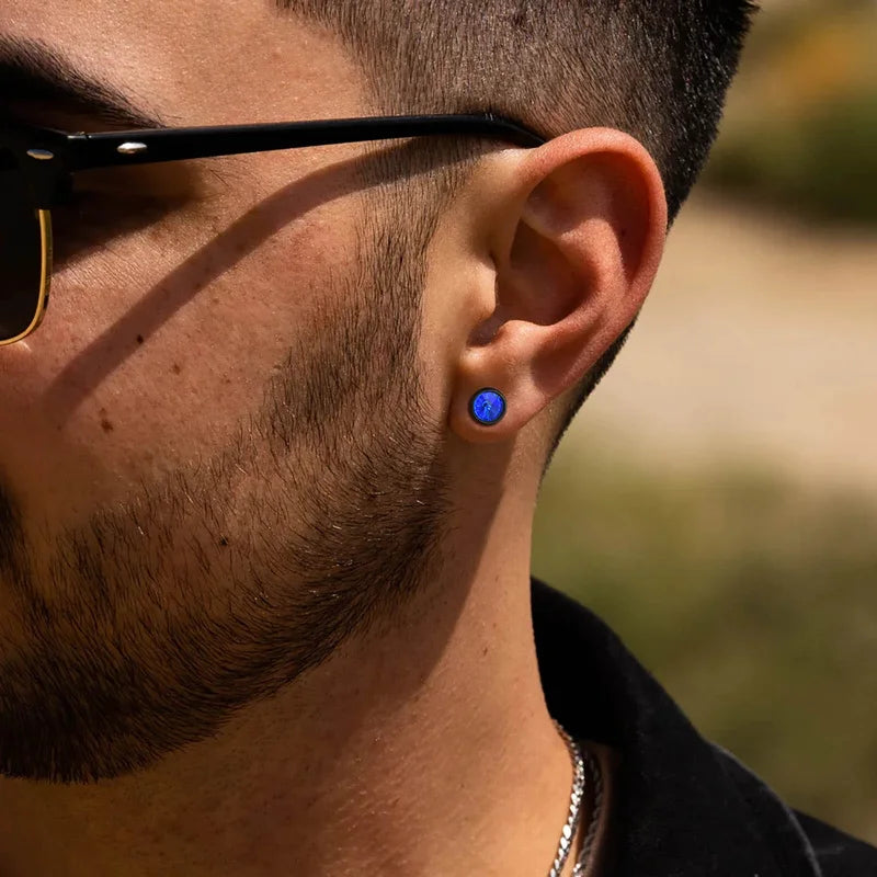 Multi-Faced Zircon Stone Earrings for Men - Screw Back Barbell Jewelry