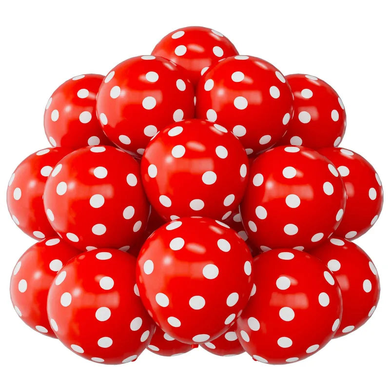 17pcs Red Polka Dot Latex Balloons 12 Inch Party Decorations for Birthday Wedding Valentine