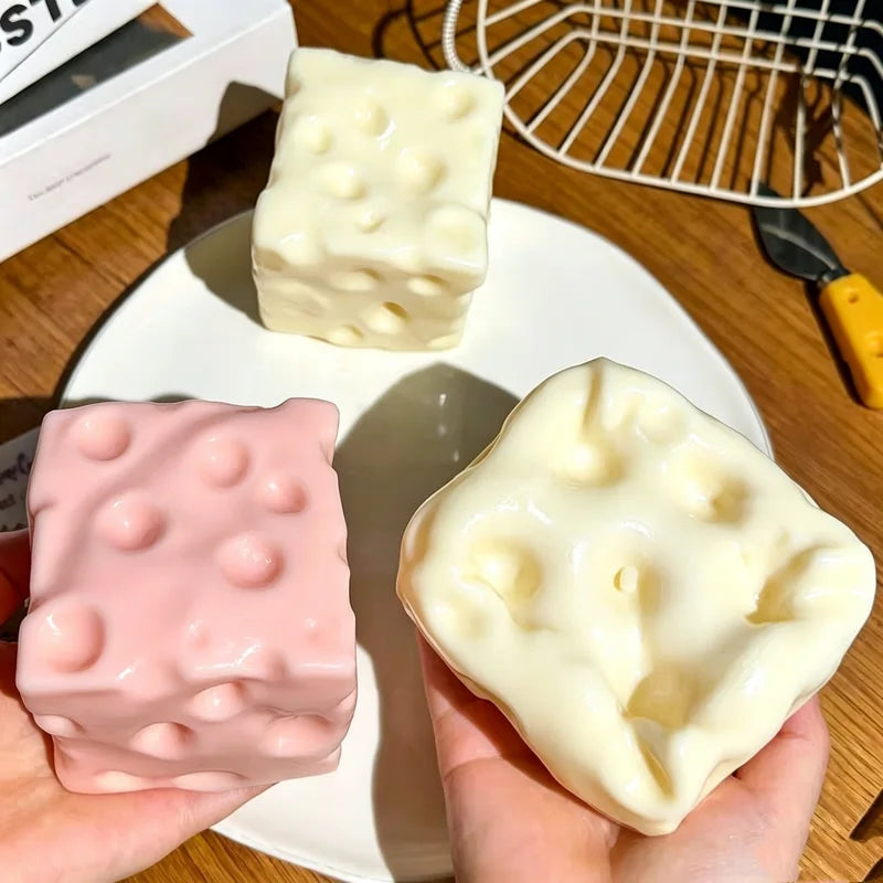 Cheese Block Squishy Fidget Toy Stress Relief Decompression Squeeze Toy for Adults