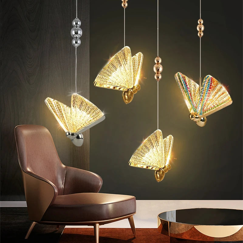 Butterfly LED Pendant Light Nordic Hanging Lamp Indoor Lighting for Bedroom Living Dining Kitchen