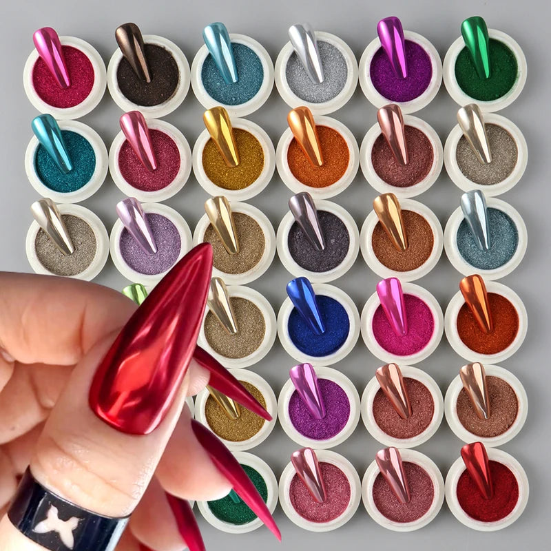 Magnetic Nail Powder Set with Colorful Chrome Pigments for Manicure & Nail Art
