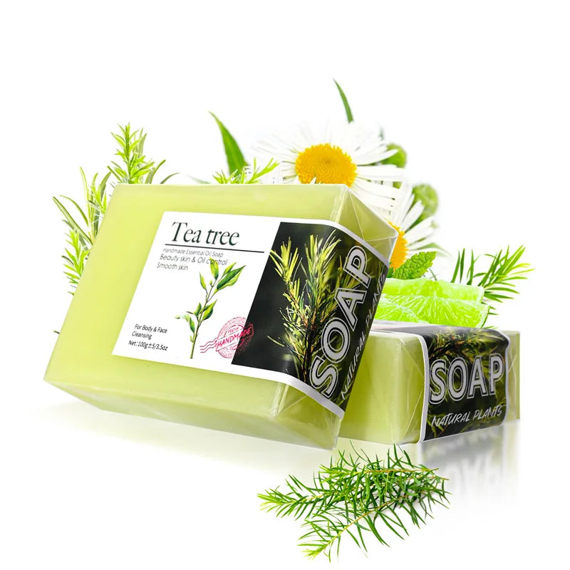 Deep Cleansing Tea Tree Oil Soap Bars for Acne & Pimple Control - 2 Pack