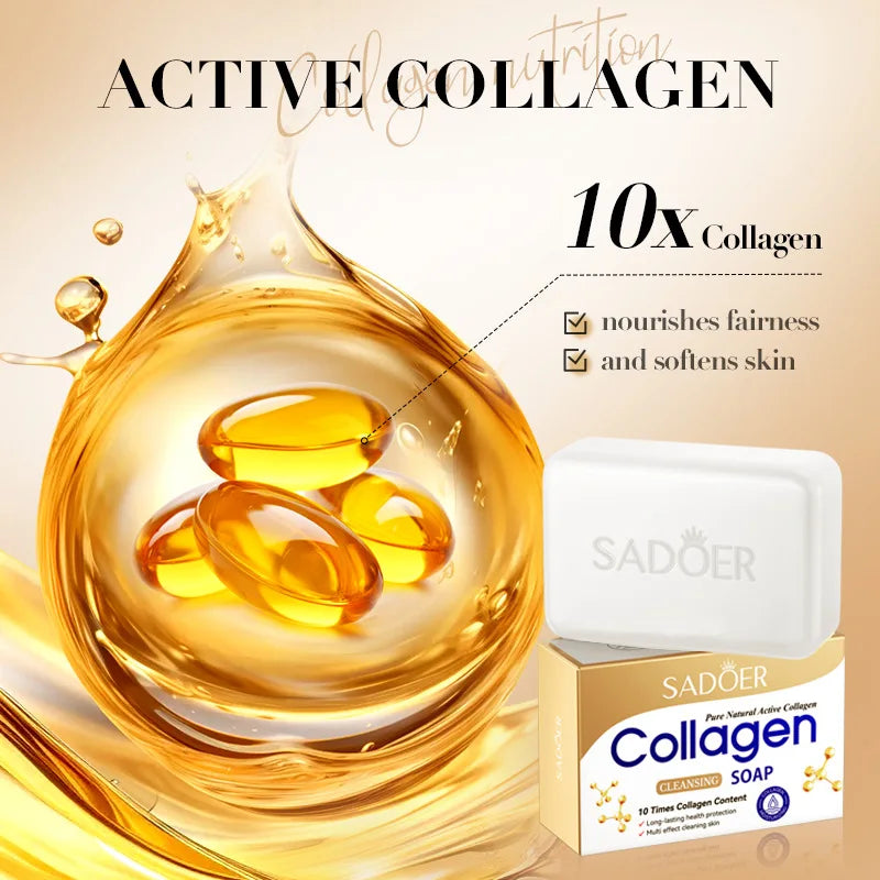 Moisturizing Collagen Ossein Facial Soap with Foam Cleansing - Handmade Body Wash
