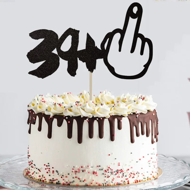 Black Glitter 40th Birthday Cake Decoration, Perfect for Anniversary & Party