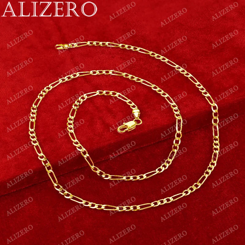 18K Gold Figaro Chain Necklace for Men Women Hip Hop Punk Jewelry 40-75cm