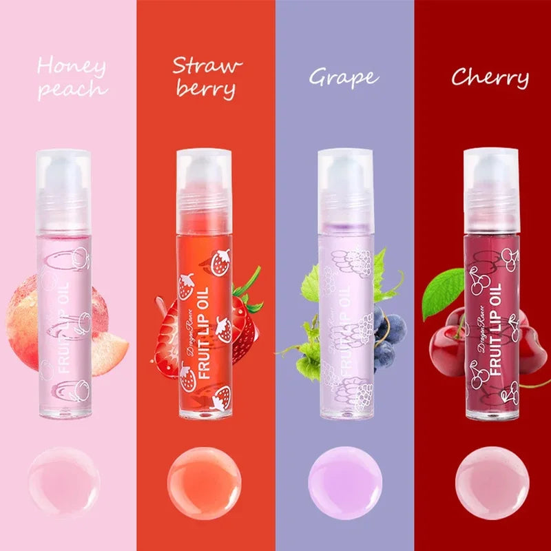 Hydrating Lip Oil Set - 4PCS Fruit Lip Gloss for Plumping & Softening Lips