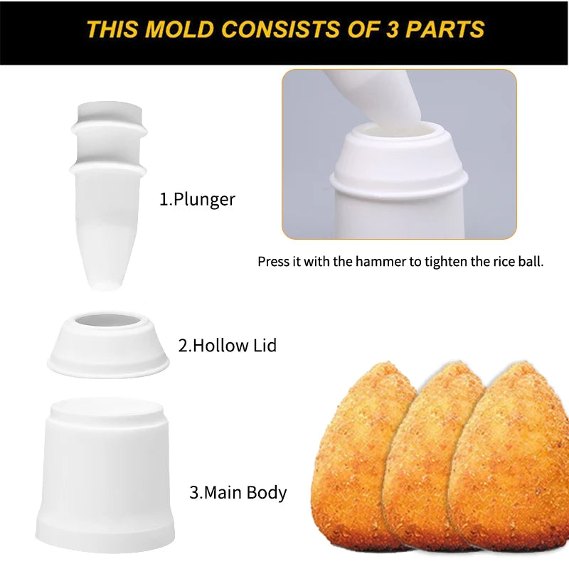 DIY Rice Ball Mold Arancini Maker Kit for Sushi Meatballs Kitchen Tool