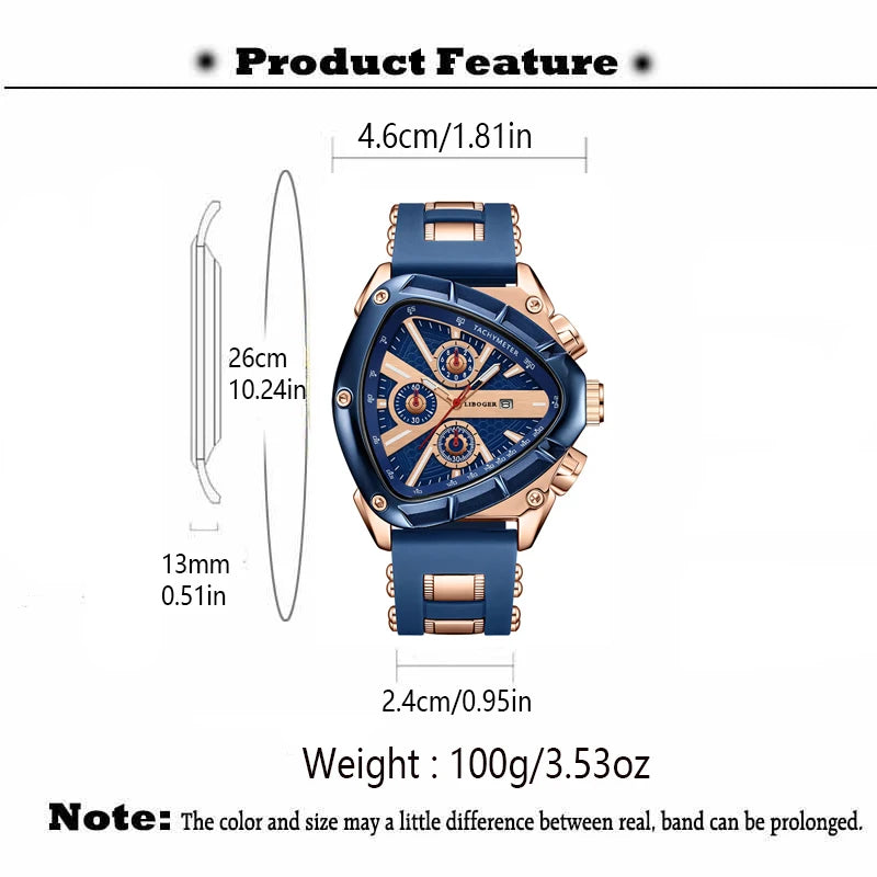 Men's Sports Quartz Watch with Silicone Strap Auto Date - Gift Idea