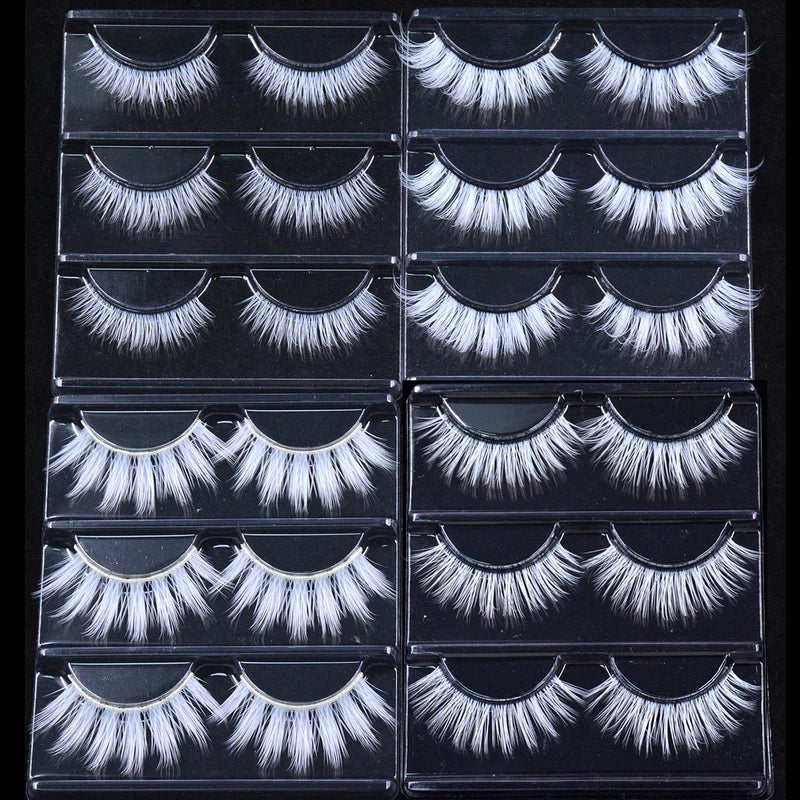 3 Pairs Fluffy Lace 3D Natural-Colored Vegan Silk False Eyelashes for Cosplay Halloween Party