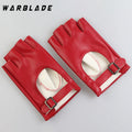 Women Halloween PU Leather Waterproof Fingerless Gloves - Punk Fashion Cycling & Dance Gloves
