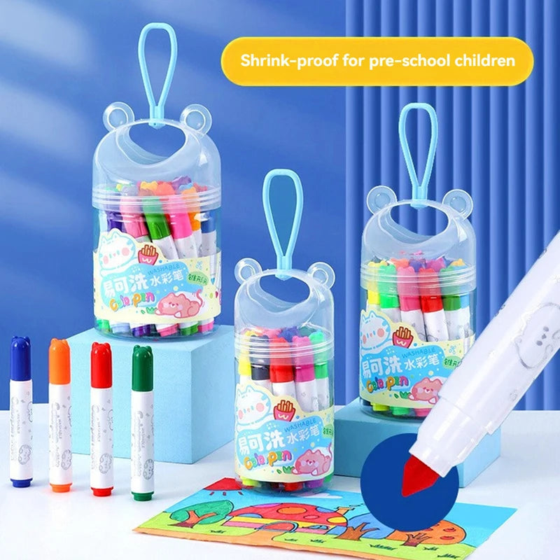 Kids Watercolor Paint Pen Set - Washable Non-Toxic Art Supplies for Drawing and Crafting