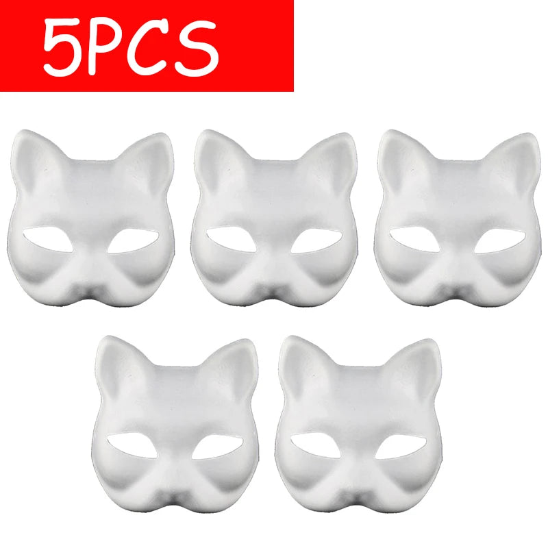 Unpainted Paper Masks Set for Halloween, Masquerade & Costume Parties