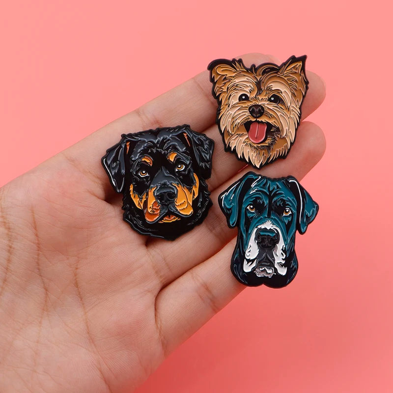 Cute Cartoon Dog Enamel Pins for Pet Lovers Backpack Accessories Funny Brooches