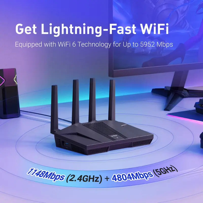 Wi-Fi 6 Gaming Router with Parental Controls, 2.5G Ethernet, OpenWrt