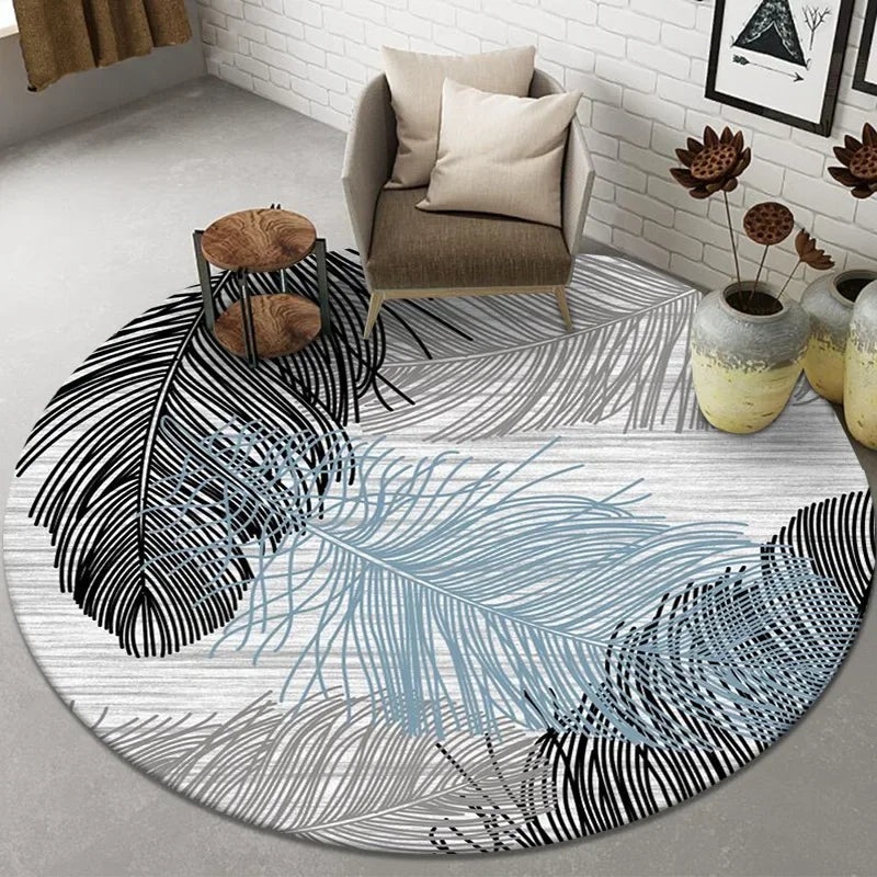 Kids Play Area Rug with Tree Ring Pattern Non-Slip Soft Carpet for Living Room Bedroom