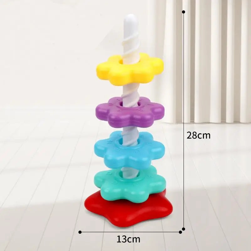 Baby Spinning Stacking Puzzle Toys Rainbow Tower Montessori Motor Skills Game