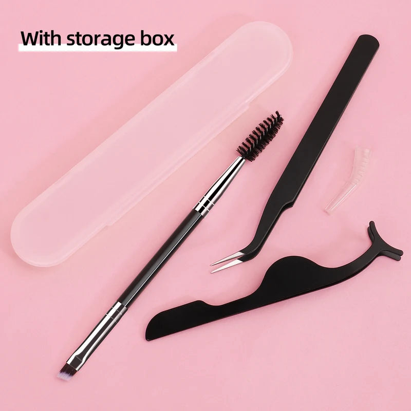 3-Piece Eyelash Tool Set with Storage Box - False Eyelash & Brush Assistance