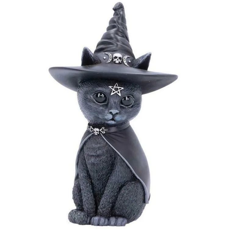 Halloween Cat Resin Ornament Set - Animal Sculpture for Garden & Home Decor