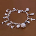 925 Sterling Silver Bracelet for Women Thirteen Pendant Multi-Element Jewelry