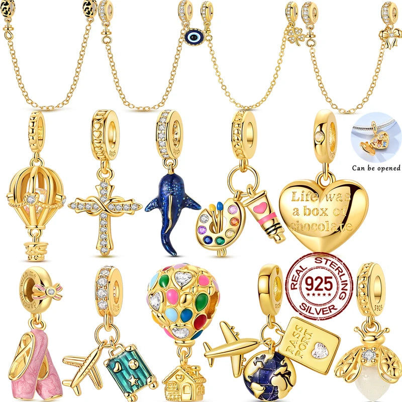 925 Silver Gold Charms Beads for Bracelets - DIY Jewelry Accessories