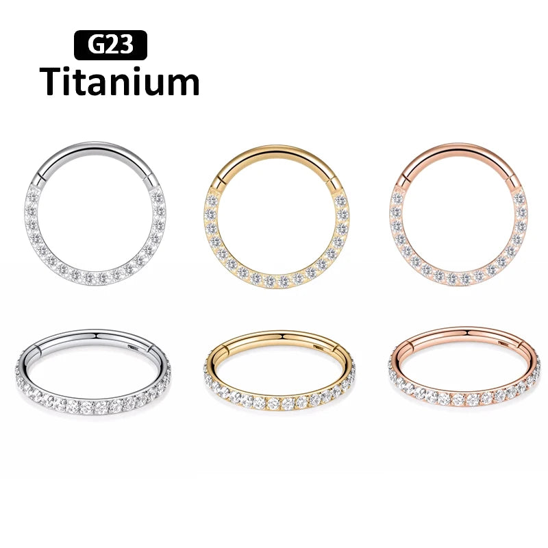 16G Stainless Steel Hoop Nose Ring Clicker Septum Piercing Jewelry