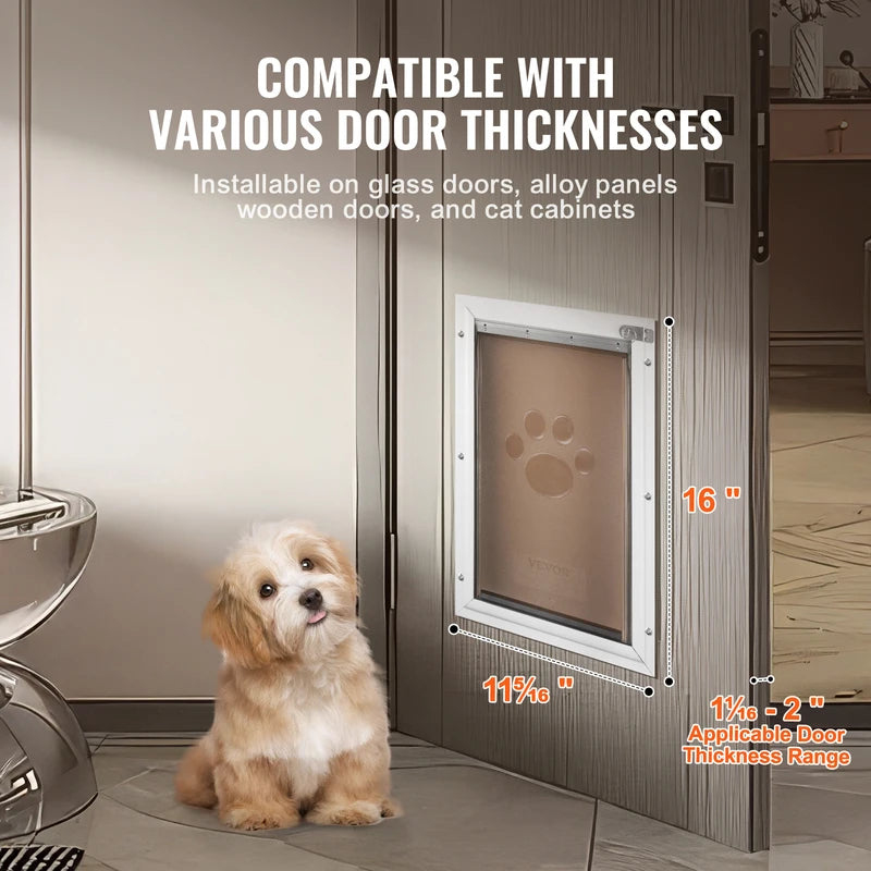 Weatherproof Aluminum Frame Pet Door with Lock & Flap System - Easy Installation
