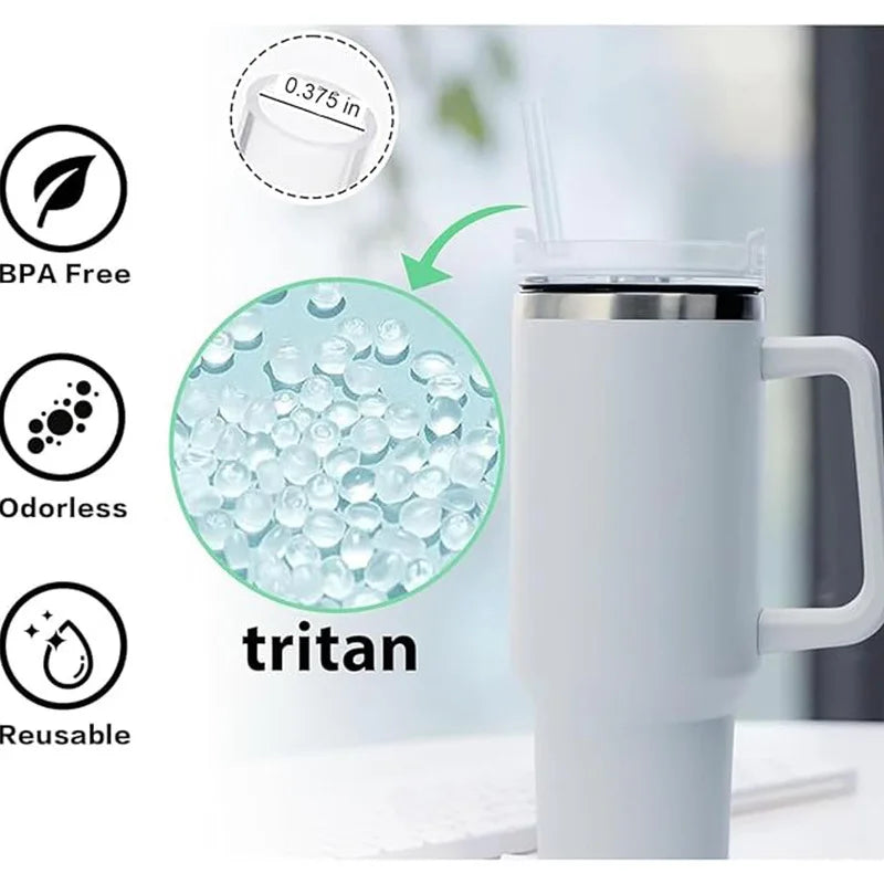 Reusable Plastic Straw with Cleaning Brush for Tumblers - Compatible with 30 oz & 40 oz Cups