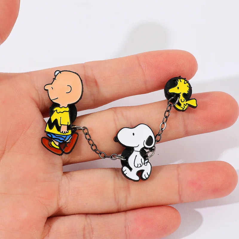 Snoopy Enamel Badge Pins Set - Cartoon Brooch for Backpack & Clothes