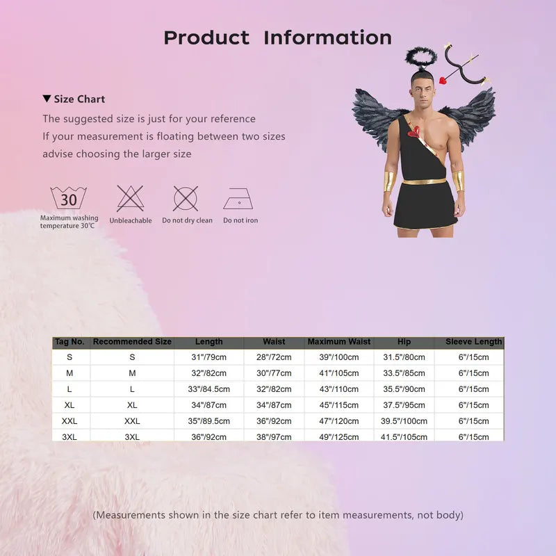 Angel Cosplay Costume Set for Women Men Halloween Valentine Party Dress Feather Wings
