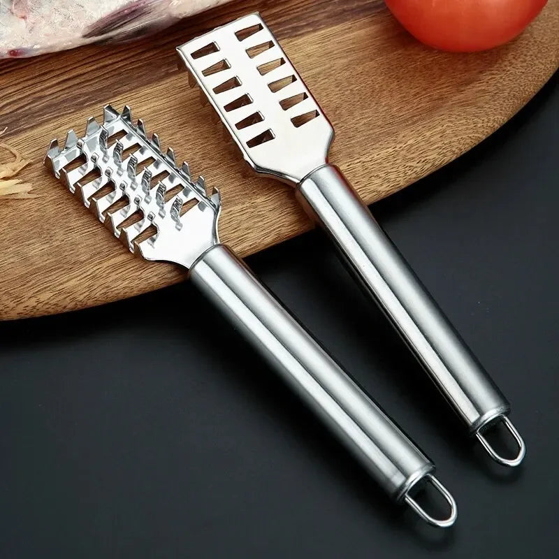 Stainless Steel Fish Scale Scraper with Toothed Blade - Multi-Size Fish Scaler Tool