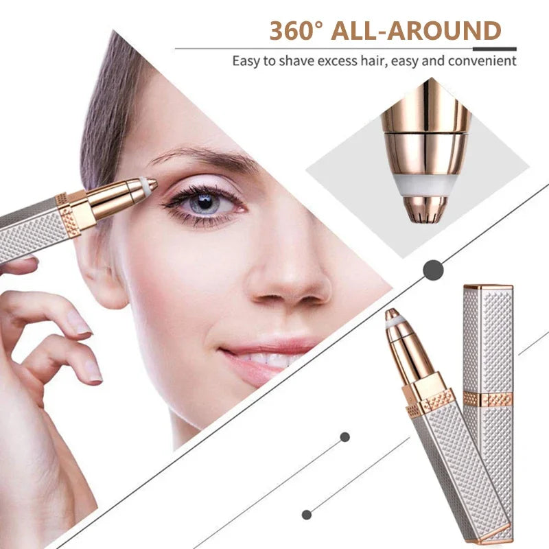 Women's 2-in-1 Electric Hair Removal & Eyebrow Trimmer Device with LED Light