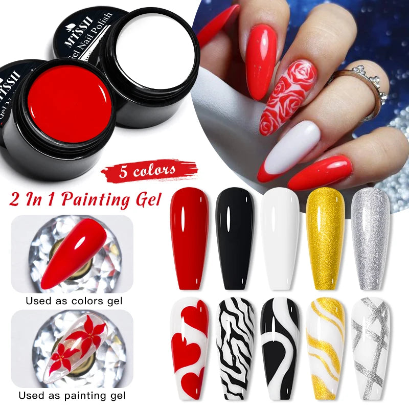 Professional Gel Nail Polish Set - Semi Permanent Nail Art Colors with No Wipe Top Coat