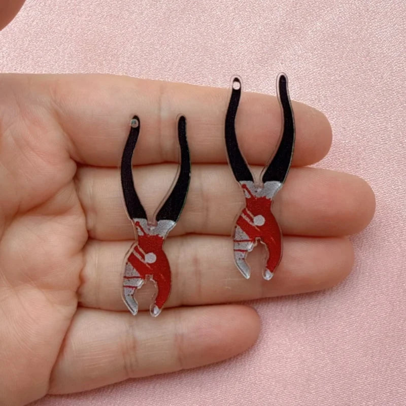 Halloween Acrylic Blood Knife Pendant Jewelry Making Kit - 10pcs DIY Earrings & Keychains
