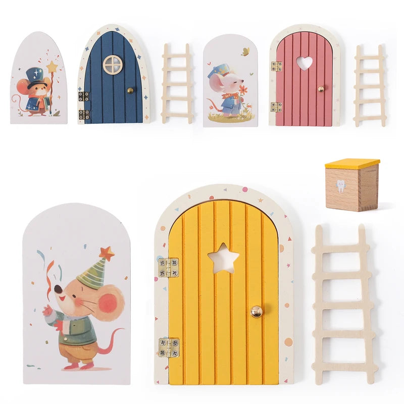 Mini Fairy Door Decoration with Openable Wooden Arch for Dollhouses and Fairy-tale Gifts