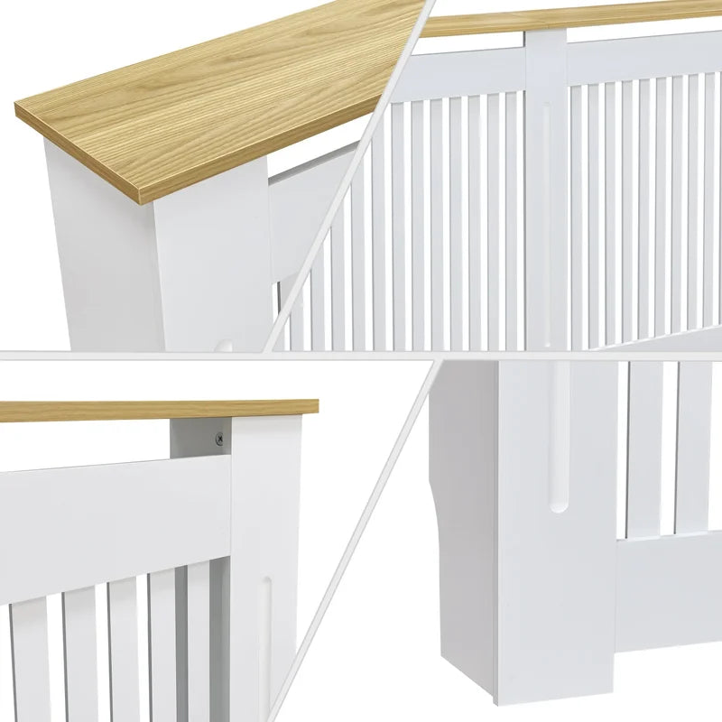 Radiator Cover for Home & Office - MDF Wood Grain Heating Guard with Protective Panel