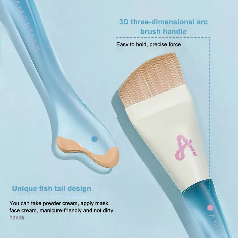Ultra-Thin Makeup Brush Set with Powder Puff - Traceless Foundation & Angled Face Brush