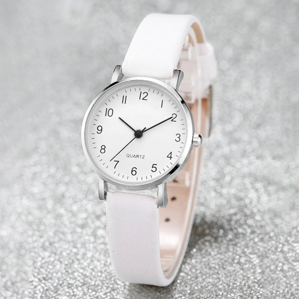 Women Quartz Watch with Leather Strap - Fashionable Small Dial Ladies Wristwatch