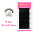 16-Row Classic Faux Eyelash Extensions - Natural, Dark Black, Soft for Professional Use
