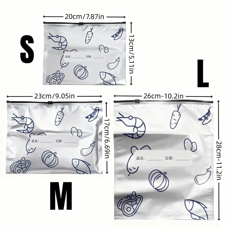 Reusable Aluminum Foil Food Storage Bags - Sealed Freezer Organizer Packs