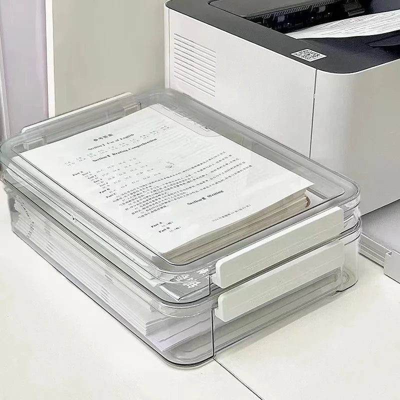 Acrylic A4 Desktop File Holder Organizer Dustproof Storage Box