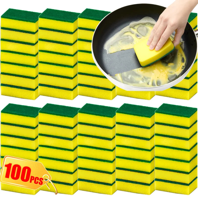 Non-Scratch Cleaning Sponge Set - Kitchen Dish & Pot Scrubbing Pads, 10-100PCS