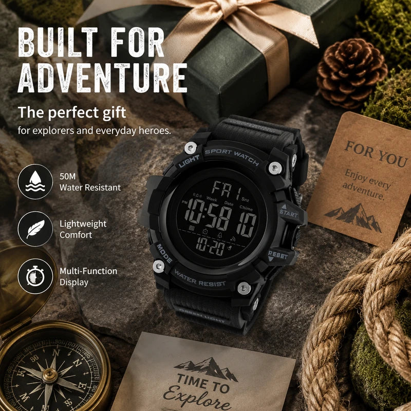 Digital Sport Watch Men Waterproof Shockproof Stopwatch with LED Backlight