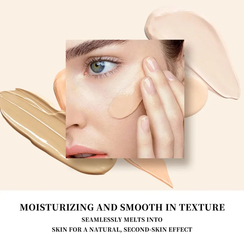 Waterproof Long-Lasting Foundation Cream with Natural Coverage for Face Makeup