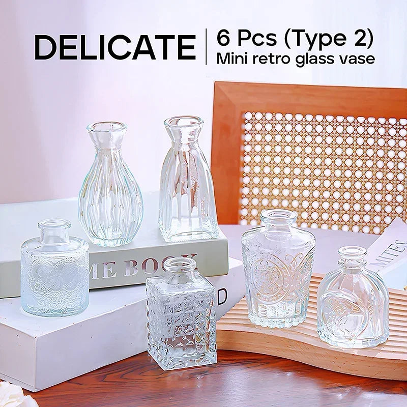 Nordic Style Glass Vase with Embossed Design - Elegant Home Decor, Wedding Centerpieces