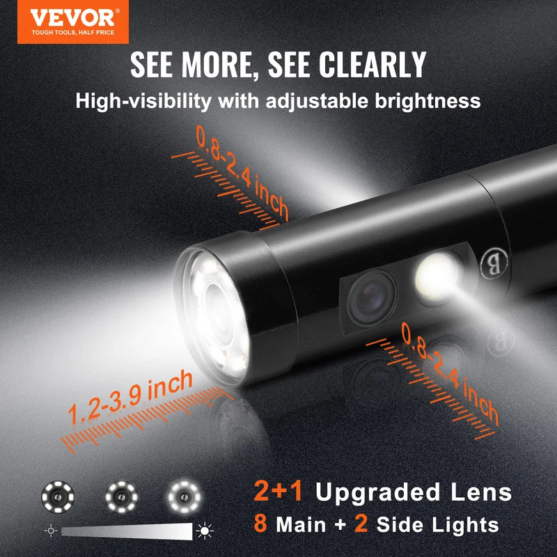 Industrial Endoscope Camera 1080P 4.5-Inch IPS Screen Waterproof Borescope with 3 Lenses