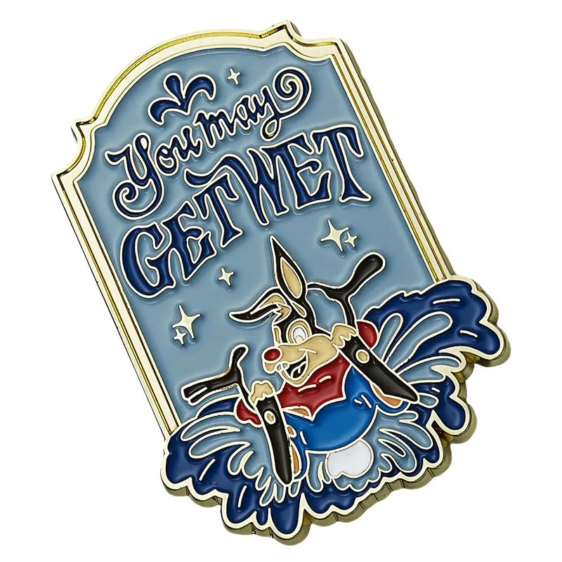Kawaii Enamel Pin - Splash Mountain You May Get Wet Logo Badge for Fans & Collectors