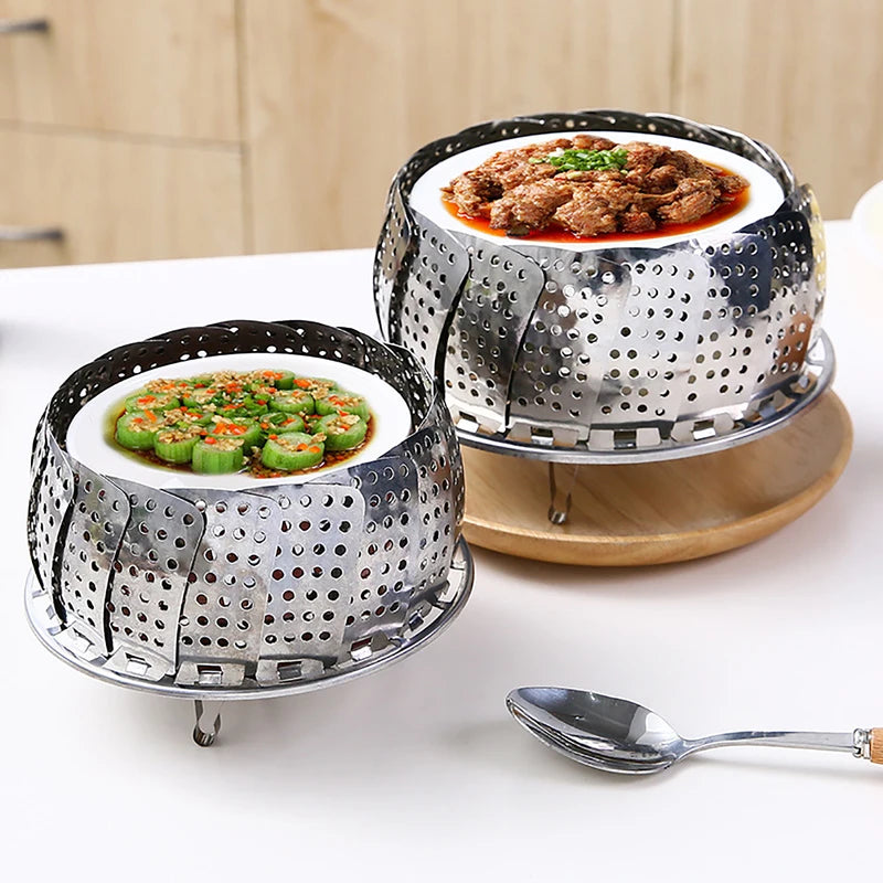 Expandable Stainless Steel Vegetable Steaming Basket for Pots & Pans